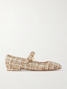 Tweed Mary Jane ballet flats