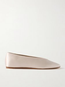 Regency grosgrain-trimmed satin ballet flats