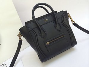 Celine Nano Luggage Black Smooth Leather