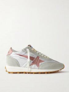 Running Marathon leather-trimmed suede and ripstop sneakers