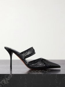 La Coeur 90 mesh and patent-leather mules