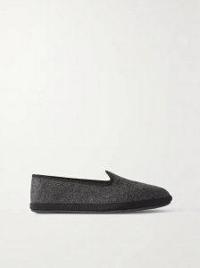 Venice embroidered cashmere-blend flannel slippers