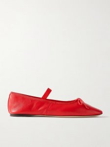 Leonie bow-embellished leather flats