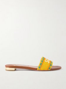 Sicily beaded leather slides