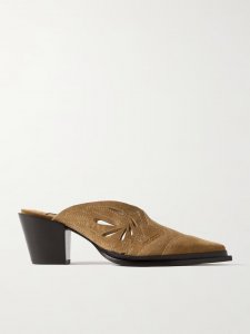 Cece II 60 cutout embroidered suede mules