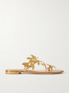 Metallic leather sandals