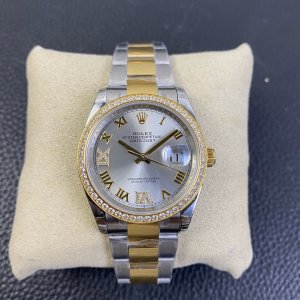 Rolex Datejust 36 Series, Top-of-the-Line Model with Gold Roman Numerals and Diamond Bezel