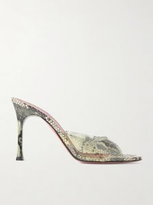 Alexa snake-print PVC mules