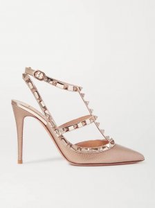 Rockstud 105 metallic textured-leather pumps