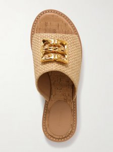 4G Liquid logo-embellished raffia slides