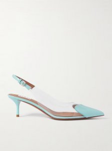 Cœur 55 PU and patent-leather slingback pumps