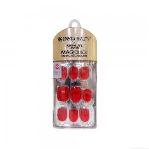 Unhas Postiças Curta Autocolante Quadrada Pintada Absolute New York Magiquick Candy Red 24 Unidades