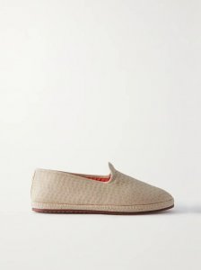 Laguna Furlane matelassé linen-canvas slippers