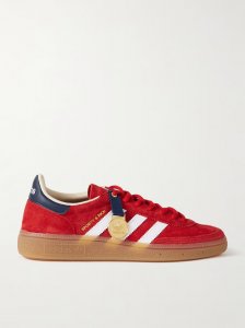 + Sporty & Rich Olympic Spezial embellished leather and grosgrain-trimmed suede sneakers