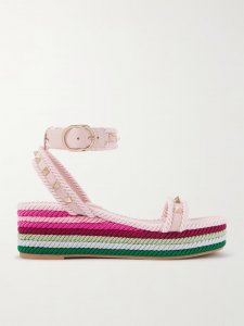 Rockstud Torchon 60 leather and silk-rope platform espadrilles