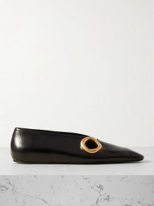 Embellished leather ballet flats