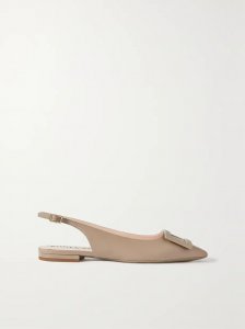 Gommettine leather point-toe slingback flats