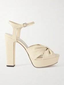 Heloise 120 bow-embellished lizard-effect leather platform sandals