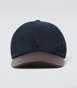 BerlutiLeather-trimmed cotton baseball cap