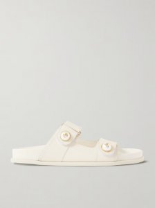 Fayence faux pearl-embellished leather slides