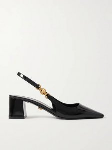 Embellished patent-leather slingback pumps