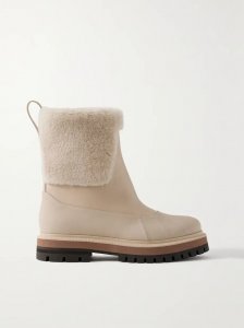 Regent cashmere and silk-blend and leather ankle boots