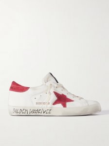 Super-Star suede-trimmed distressed leather sneakers