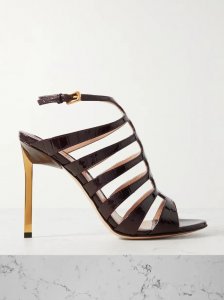 Carine croc-effect patent-leather sandals