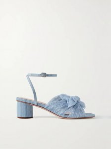 Dahlia faux leather-trimmed plissé-organza sandals