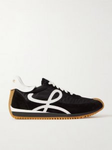 Flow logo-appliquéd leather and shell sneakers