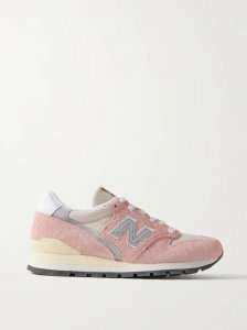 996 leather-trimmed suede and mesh sneakers