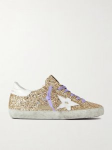 Super-Star distressed glittered leather sneakers