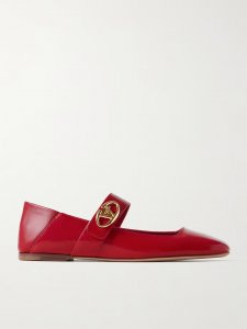 VLOGO Locker crinkled patent-leather ballet flats