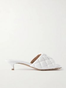 Padded quilted leather mules