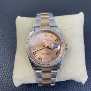 Rolex Datejust 36 Series, Top-of-the-Line Model with Gold Roman Numerals and Diamond Bezel