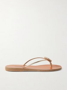 Strovilos metallic leather flip flops