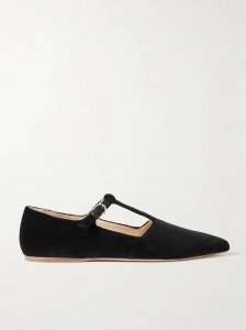 + NET SUSTAIN Lola Ballerina organic cotton-velvet Mary Jane point-toe flats