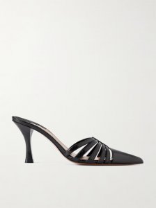 + Nadia Lee Cohen patent and snake-effect leather mules