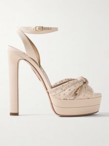 Slow Kisses 130 crystal-embellished chiffon-trimmed grosgrain platform sandals