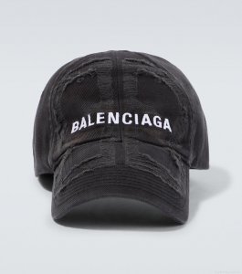 BalenciagaDistressed cotton baseball cap