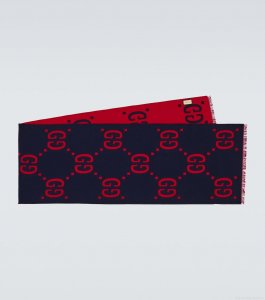 GucciGG jacquard wool-silk scarf