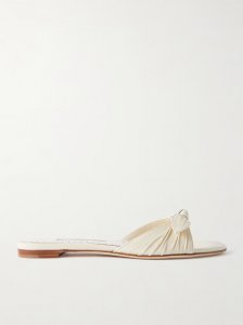 Lolloflat bow-embellished gathered leather sandals