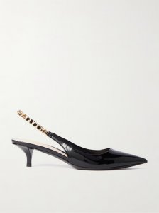 Signoria embellished patent-leather slingback pumps