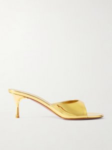 Jeanne mirrored-leather mules