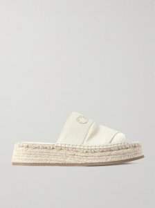 Mila logo-embroidered canvas espadrille slides