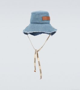 LoeweLogo distressed denim bucket hat