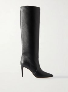 Stiletto leather knee boots