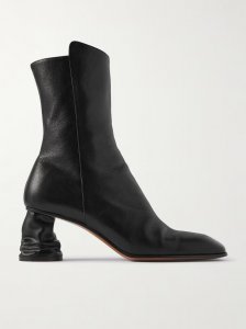 Crush leather ankle boots