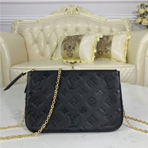 Louis Vuitton Double Zip Pochette Monogram Empreinte Leather Black M68568