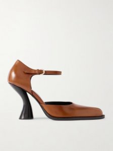 Mary Jane leather point-toe pumps